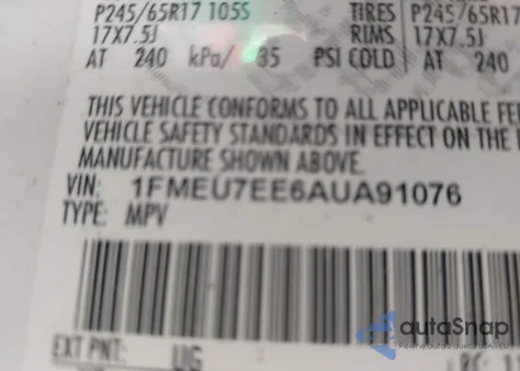 2010 Ford Explorer Eddie Bauer из США, поврежденный, VIN 1FMEU7EE6AUA91076